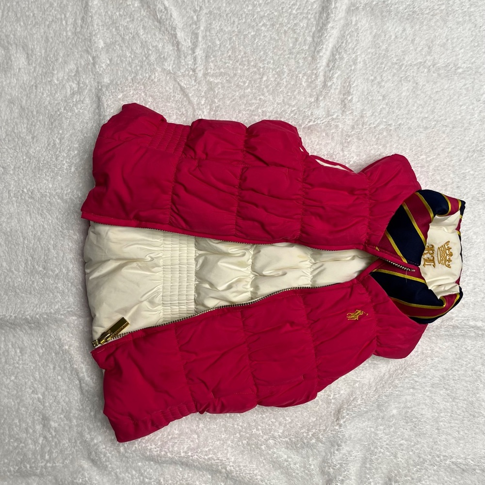 Ralph Lauren pink and gold girls puffer vest - Picture 4 of 7